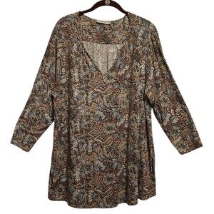 V-Neck Dalia Floral Viscose Blend Top 2X